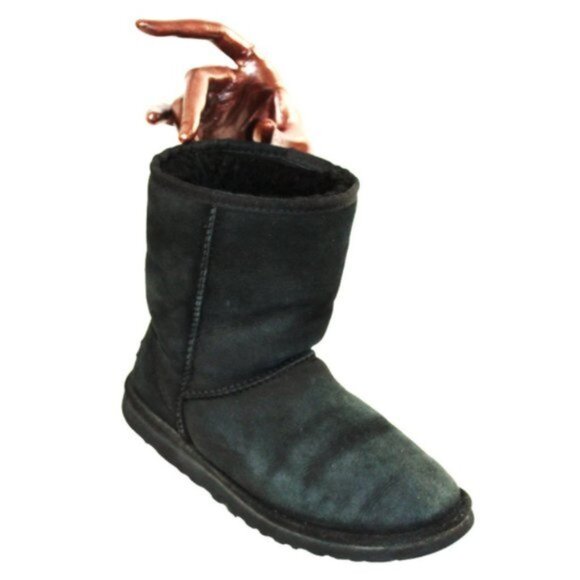 UGG Classic Short II Black Suede Ultra Lightweight Lined Pull-On Boot, S… - Picture 4 of 10